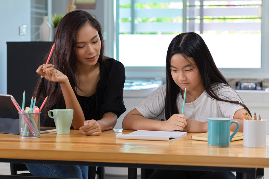 student and tutor together at a desk in Minneapolis